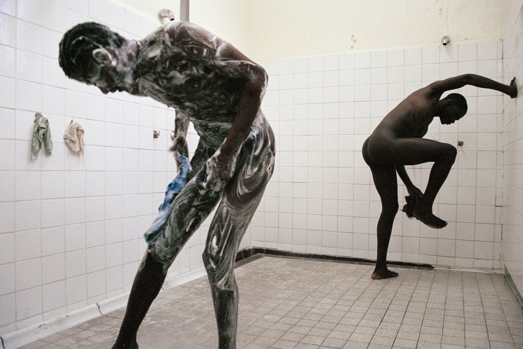 Naked black teens shower